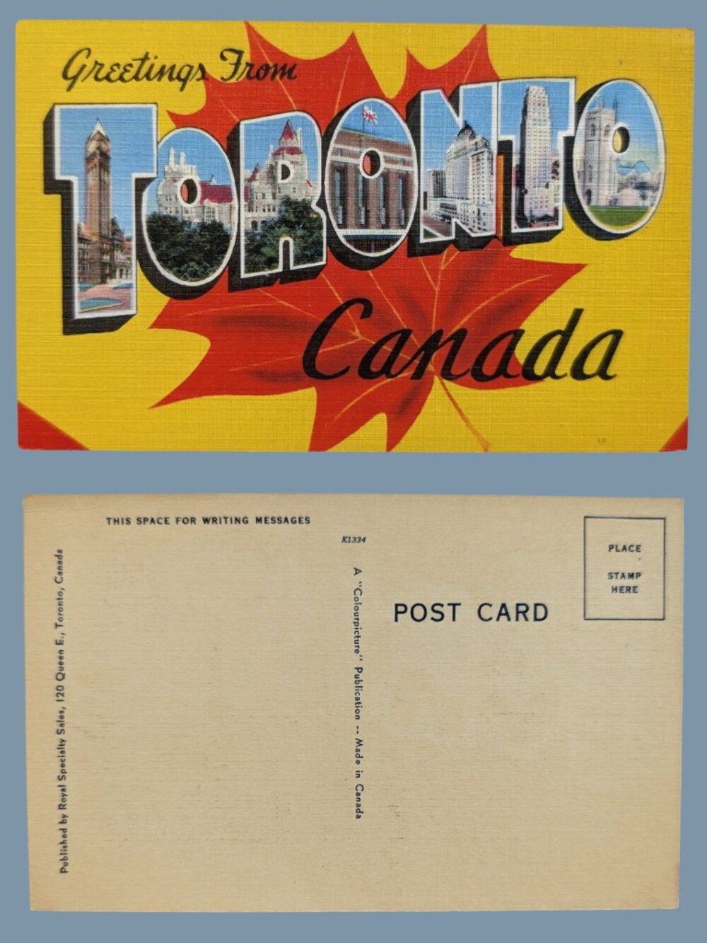 POSTCARD SALE 10/$20 Blank Greetings from Toronto Linen Postcard